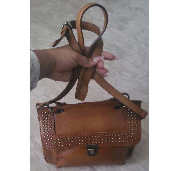 POL Brown Leather Studded Crossbody Bag with Flap Closure - Picture 3 of 10